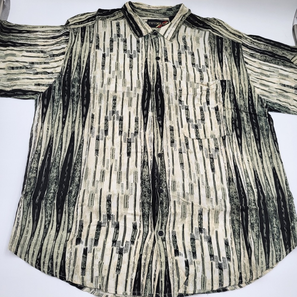 Thums Up For Him Men's Button Up Shirt Size XL Rayon Short Sleeve